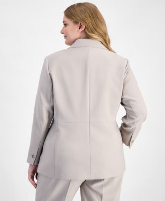 Plus Size Notched Collar Two-Button Blazer