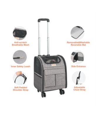 Cat Travel Carrier with Removable Wheels for Under 18LBS