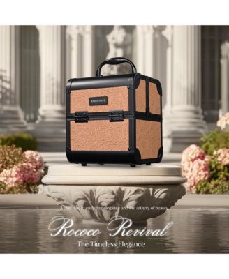 Makeup Train Case Trolley w/ Cube Case Cosmetic Organizer Orange