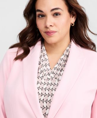 Plus Size Notched Collar One-Button Blazer