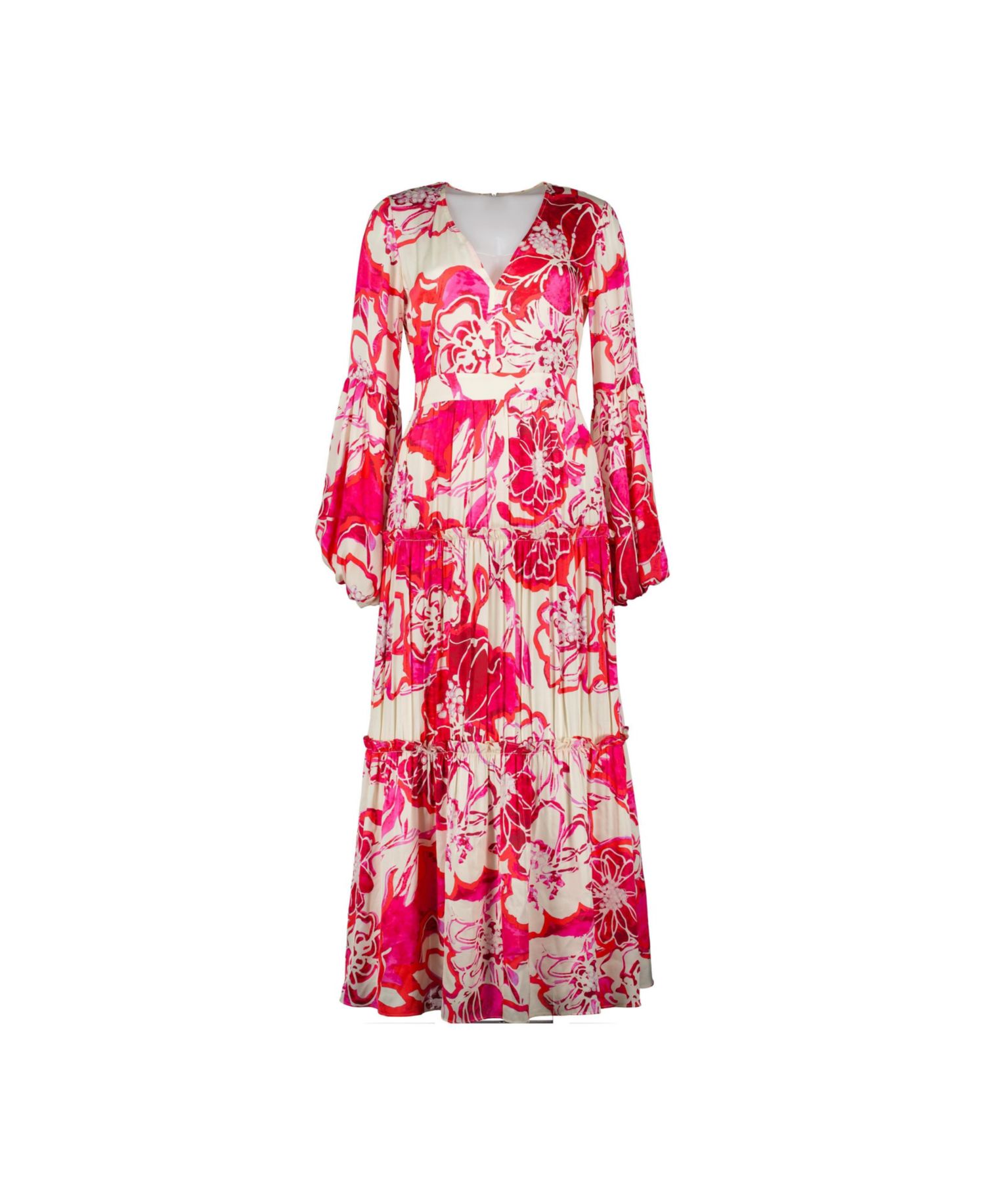 Women's Puff Sleeve Floral Maxi Dress