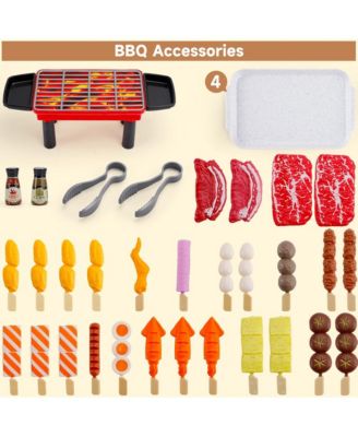 36-Piece Kids BBQ Grill Playset, Pretend Play Toy with Realistic Food & Tools