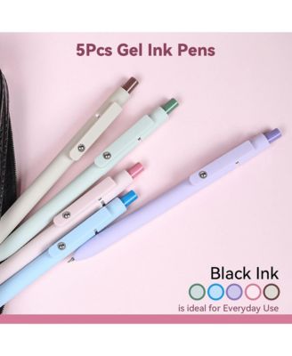 5Pcs Gel Pens, 0.5mm Black Ink Pens with Smooth Writing, Quick Dry Aesthetic Pens for Journaling and Note Taking (Sugar)