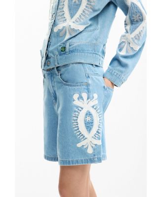 Women's Denim Bermuda shorts with embroidery Shorts