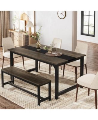 63" Industrial Dining Table for 4–6 with Sturdy Metal Legs and Wood Top