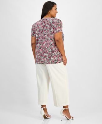 Plus Size Tulip-Sleeve Knit Top