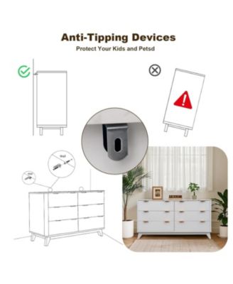 6-Drawer Fluted Wood Dresser, Faux Marble Top, Modern Storage Organizer for Bedroom, Living Room