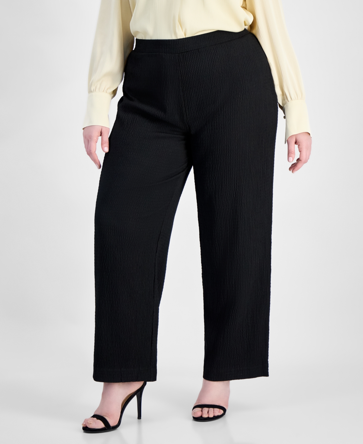 Anne Klein Essentials Plus Textured Pull-On Pants