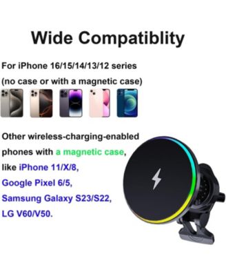 Car Magnetic Wireless Charger, 15W Fast Phone Holder, 360&deg; Adjustable for Air Vent, Compatible with iPhone 16 15 14 13 12 Pro Max Plus