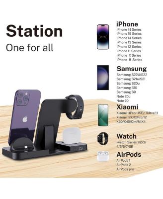 Vertical wireless charger, 6-in-1 fast wireless charging station, upgraded integrated folding, suitable for iPhone 16/15/14/13, Apple Watch Ultra/9/8