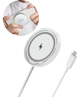 Magnetic 15W Wireless Charger, Ultra-thin with Type-C Cable, Magsafe Charging Pad for iPhone 16/15/14/13/12, for AirPods 3/2/Pro 2 (White)