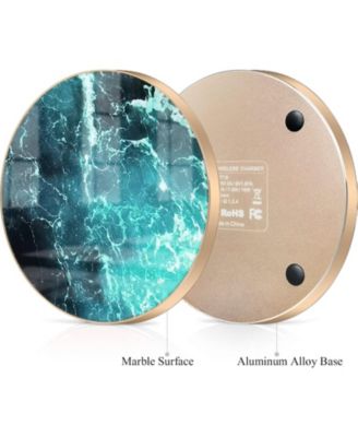 Aluminum Alloy Wireless Charger, 10W Marble Pattern Wireless Charger, HE-WT16 QC Input CE Certification for iPhone,Green