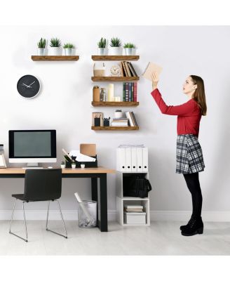 5 Pack 16 Inch Long Floating Wall Shelves for Bedroom, Decor, Kitchen, Living Room - for Trophies, Frames, Bookshelf