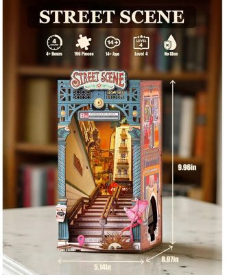 Book Nook Kits DIY 3D Puzzle 10" Subway Urban Street Scene Decorative Bookends Bookshelf