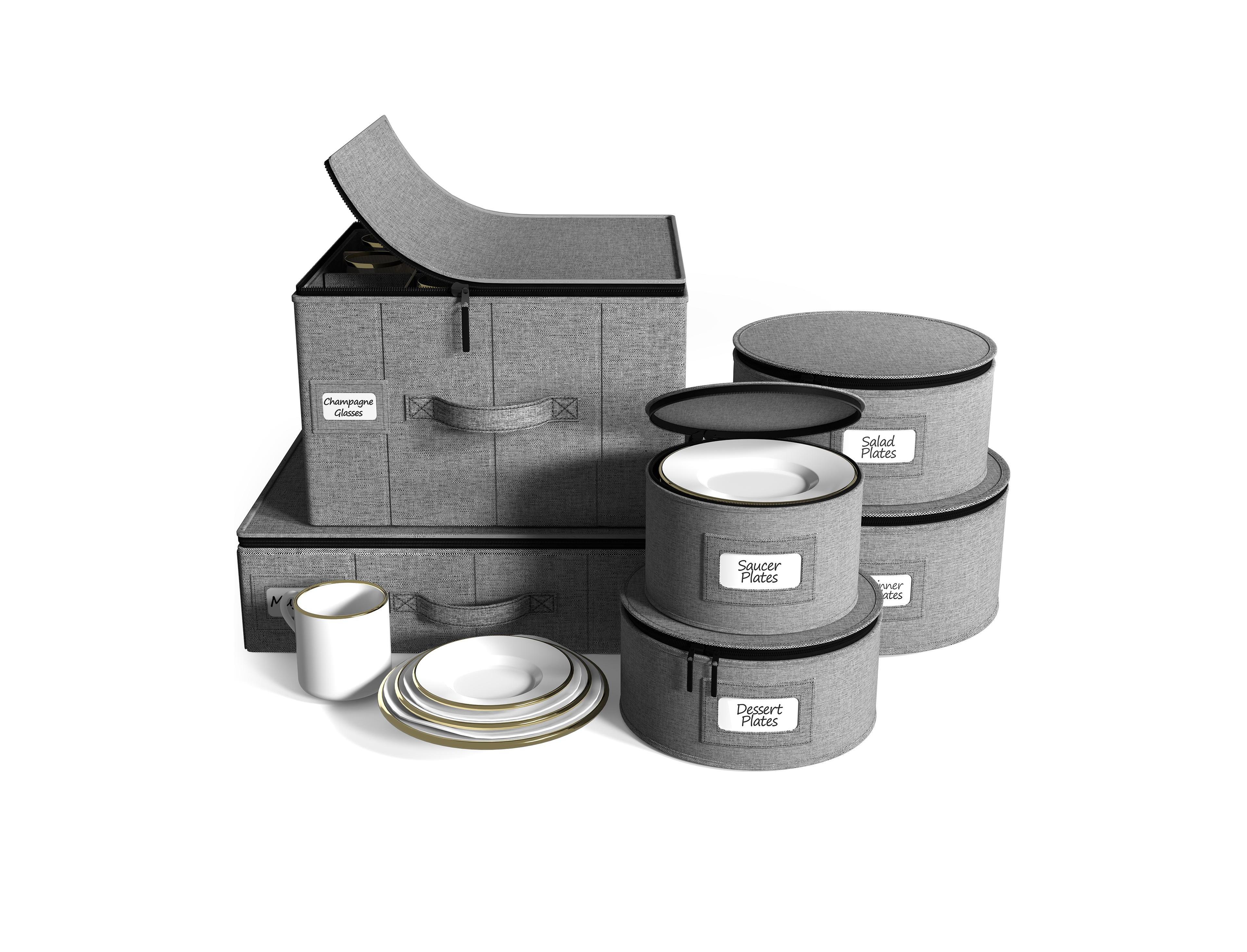 Sorbus 6-Piece Stackable Plate Carrier Set for Dinnerware, Plate Organization and Storage with Felt Plate Protector