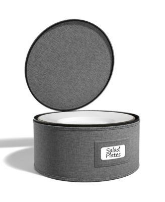 China Storage Container – Dinnerware Organizer for Bowl Plate Storage with Lid (Holds Service for 12) with Felt Protectors – 9" x 6"