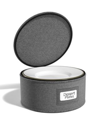 China Storage Containers – Dinnerware Organizer for Salad Plates with Lid (Holds Service for 12) with Felt Protectors – 8.5 x 5.5