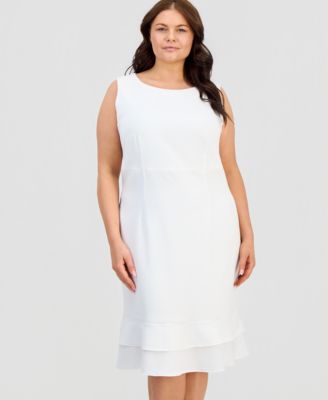 Plus Size Sleeveless Flounce-Hem Sheath Dress