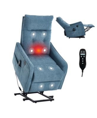 Chenille Power Lift Recliner Chair 155° Recliner with Massage Heat USB for Indoor Elderly