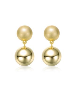 Elegant 14K Gold Plated Ball Drop Stud Earrings
