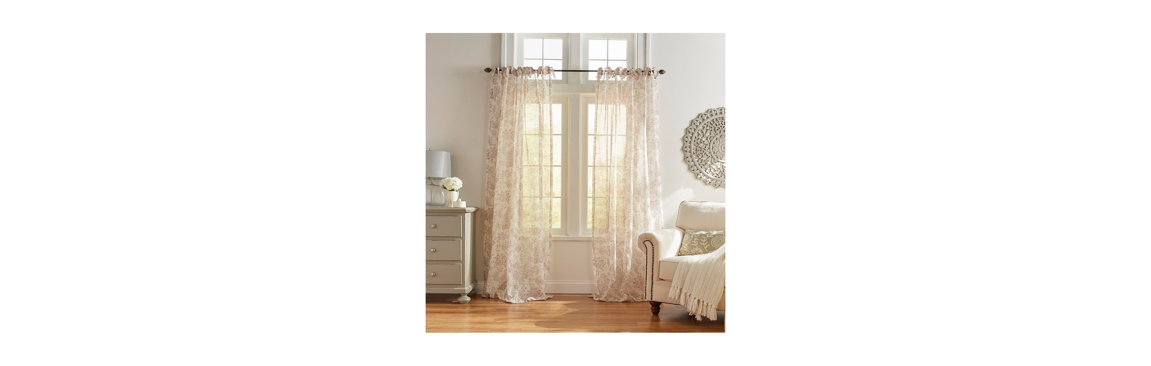 Threadmade Westport Floral Tie-Top Sheer Window Curtain
