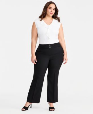 Plus Size Double-Button Bootcut Pants