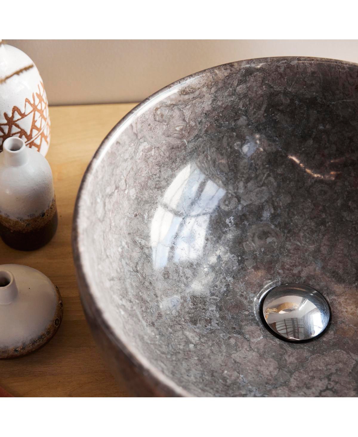 Tikamoon Mia Light Grey round marble washbasin