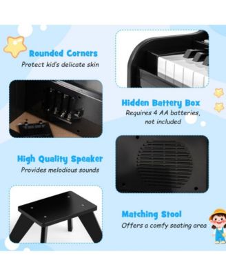 Kids Digital Piano Keyboard with Lighted Teaching Mode and Stool