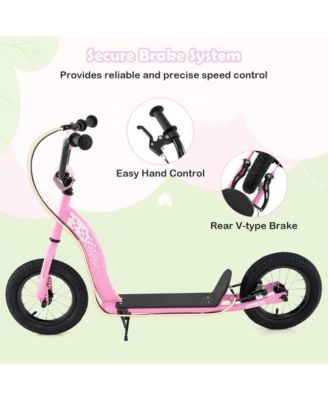 Adjustable Kick Scooter with Inflatable Tires and Rear Brake