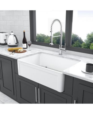 Farmhouse Sink Ceramic Porcelain Reversible Apron Front Single Bowl