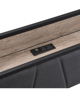 Queen Size Metal Platform Bed Frame with Storage and USB Headboard