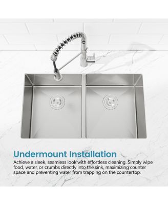 33x19inch Double Bowl Kitchen Sink Undermount Stainless Steel Brushed Finish Handmade
