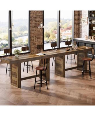 70.9-Inch Extra Long Bar Table, Farmhouse Bar Height Table with Footrest, Rectangular Counter Height Pub Table, Home Bar Unit