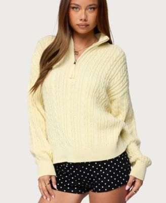 Women's Sarie Cable Knit Quarter Zip Sweater