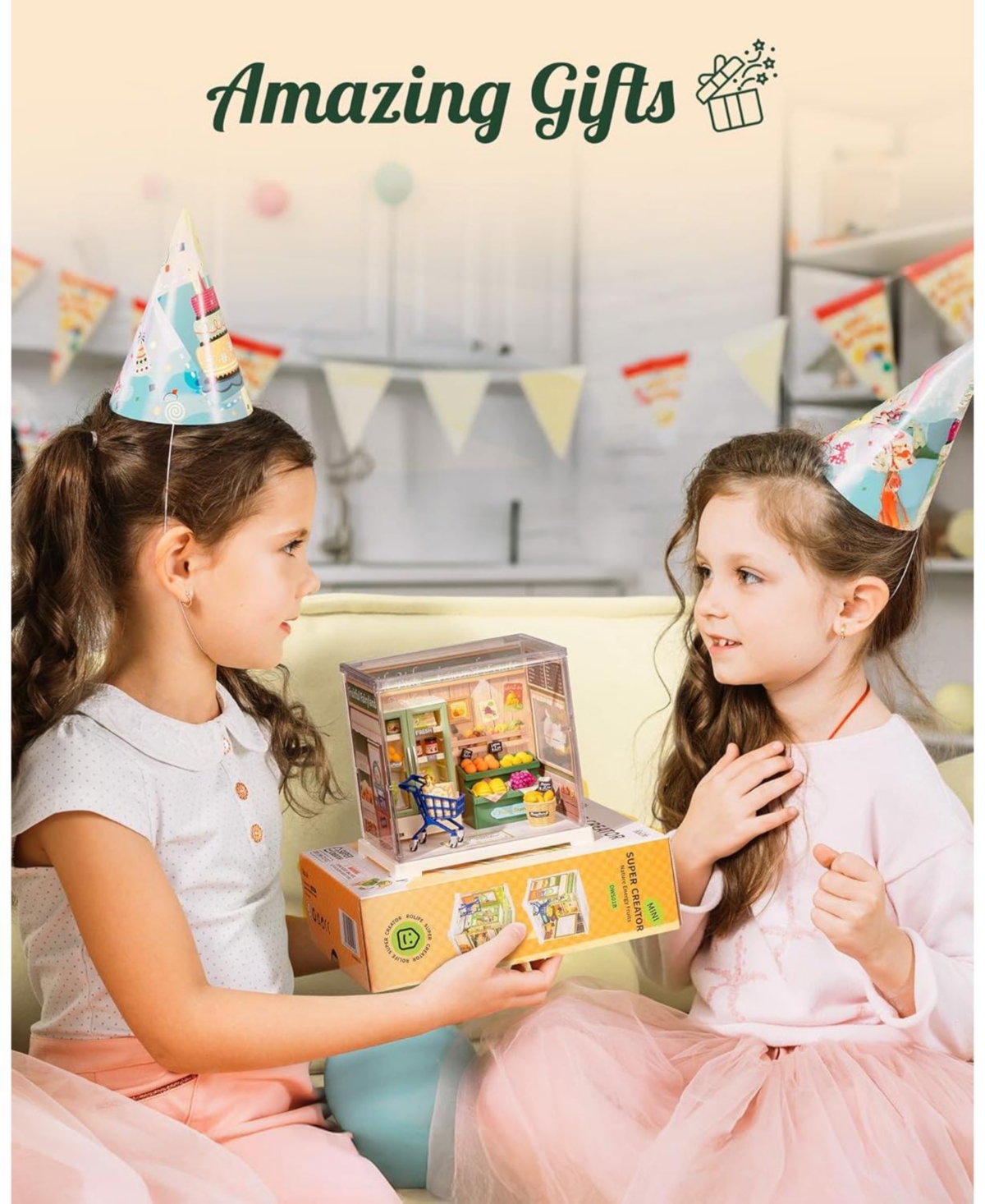 Robotime Diy Miniature House Kit, Mini Dollhouse Kit, Tiny House Kit for Adults, Wooden Furniture Kit, Christmas/Birthday Gifts for Family/Friends