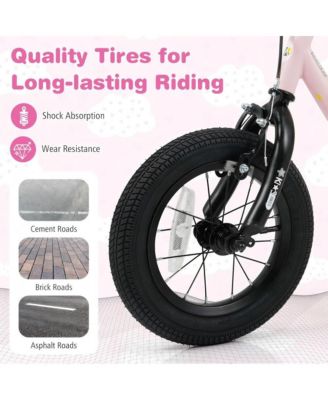 Kids Adjustable Training Bicycle with Dual Brake System Rubber Tires and Safety Features