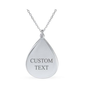 Mother-Bear  Bezel Teardrop Word MAMA BEAR Necklace Sterling Silver