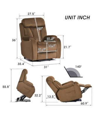 Power Lift Recliner Chair with Remote Control and Anti-Skid Cashmere Fabric