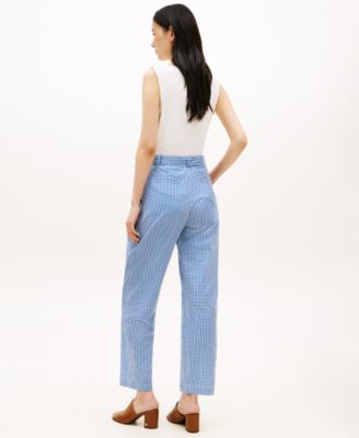 Women's Gingham Belted Tapered Pants