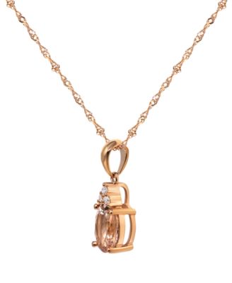 Morganite (1 ct. t.w.) & Diamond Accent Pendant Necklace in 10k Rose Gold