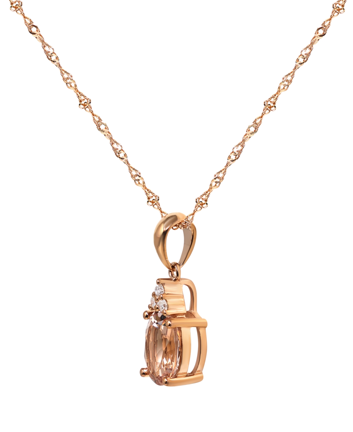 Macy's Morganite (1 ct. t.w.) & Diamond Accent Pendant Necklace in 10k Rose Gold