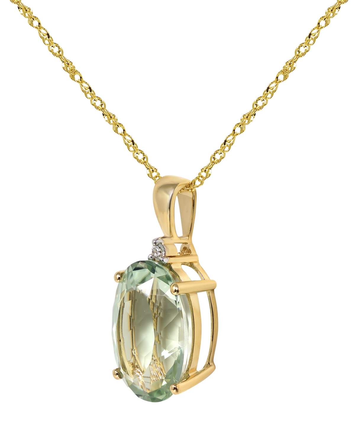 Macy's Green Amethyst (4-1/2 ct. t.w.) & Diamond Accent Pendant Necklace in 14k Yellow Gold