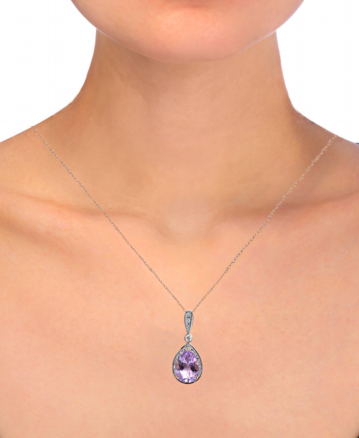 Macy's Rose Amethyst (2-1/3 ct. t.w.) & Diamond (1/20 ct. t.w.) Pendant Necklace in 14k Rose Gold
