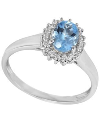 Aquamarine (5/8 ct. t.w.) & Diamond (1/8 ct. t.w.) Ring in 14k White Gold