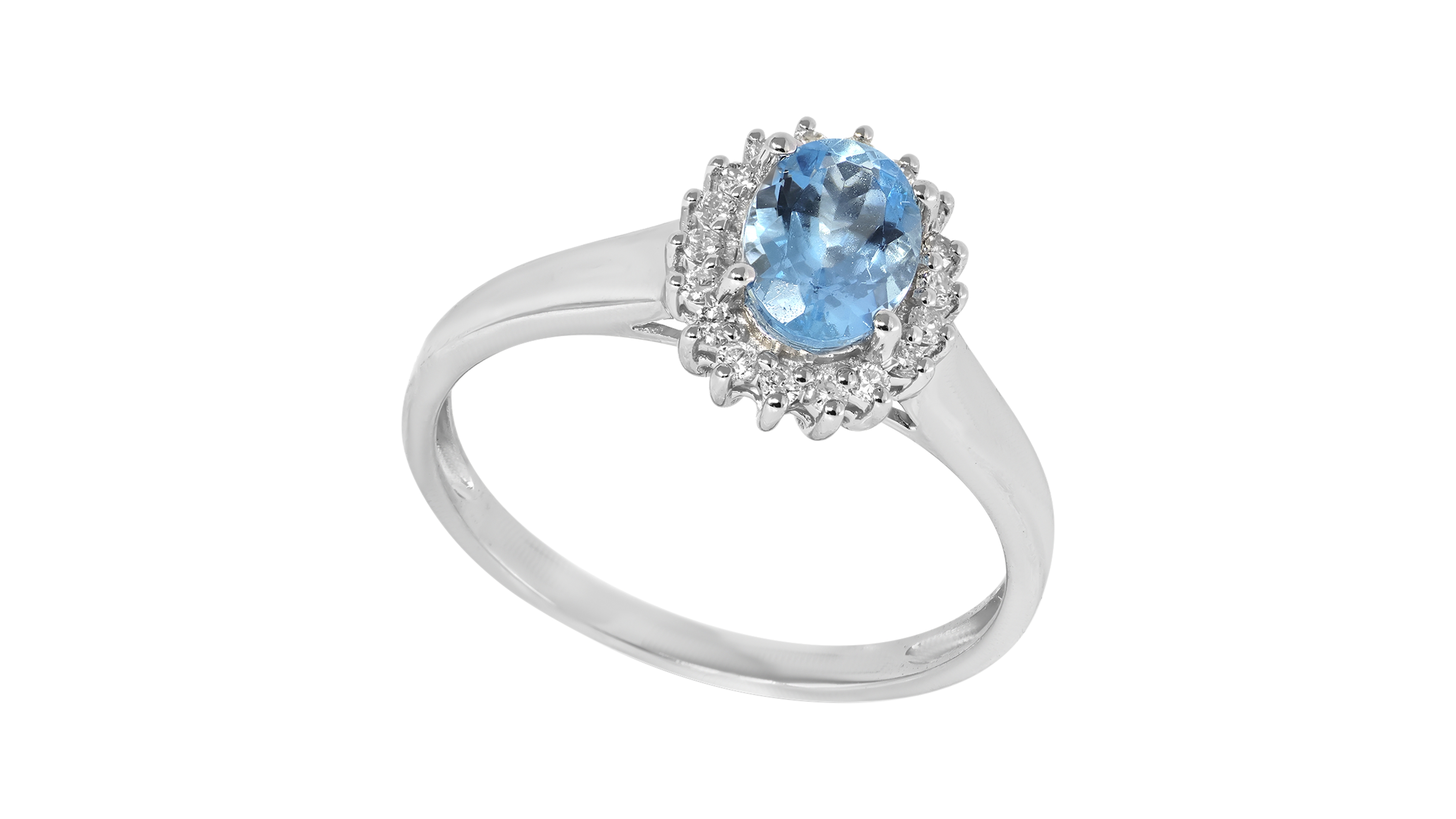 Macy's Aquamarine (5/8 ct. t.w.) & Diamond (1/8 ct. t.w.) Ring in 14k White Gold
