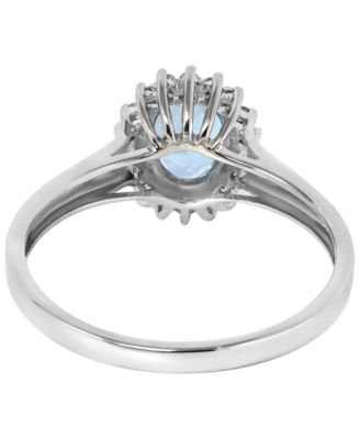 Aquamarine (5/8 ct. t.w.) & Diamond (1/8 ct. t.w.) Ring in 14k White Gold