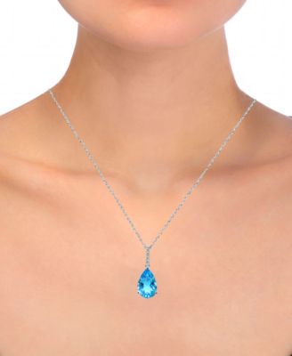 Blue Topaz (5 ct. t.w.) & Diamond Accent Pendant Necklace in 14k White Gold