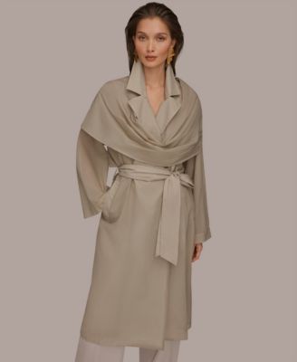 Women's Belted Collared Neck Coat