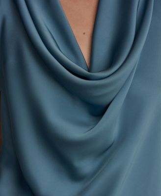 Women's Mixed Media Cowl Neck Top