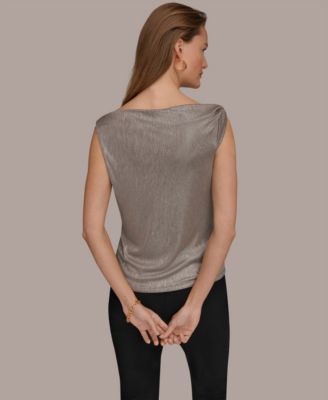 Women’s Foil Asymmetric Neck Top